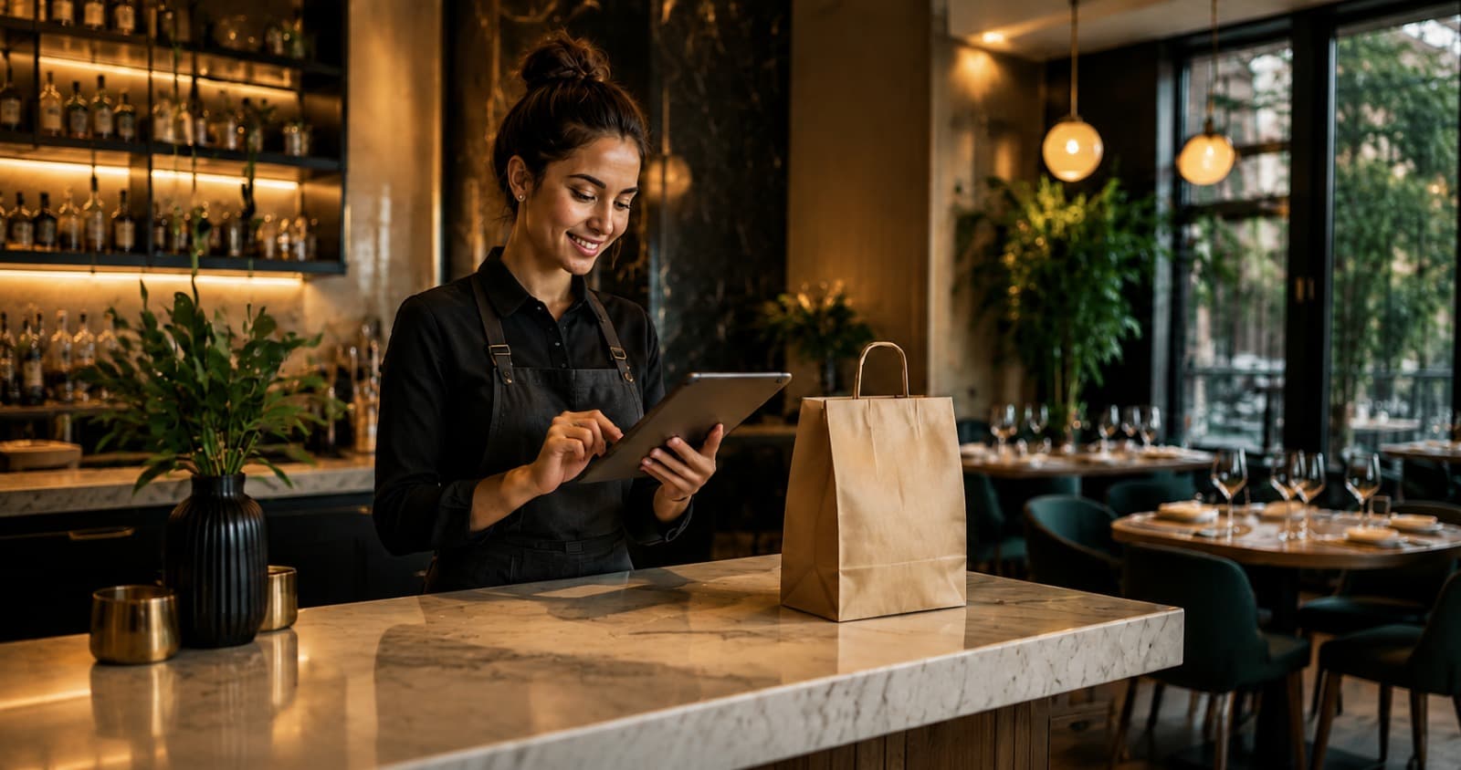 Local merchant managing orders