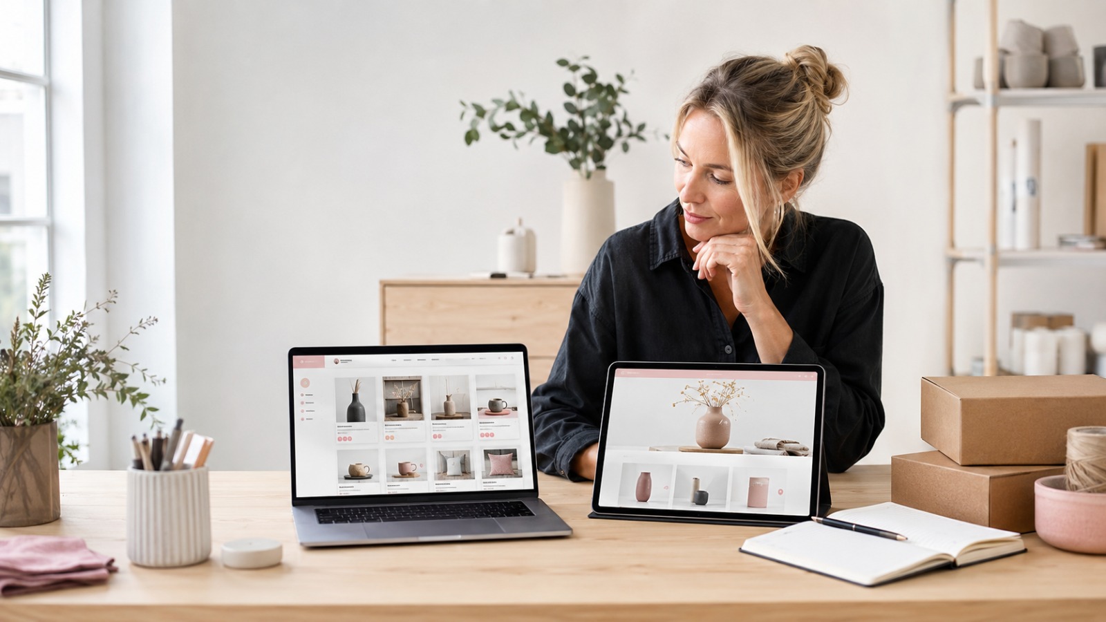 Swedish business owner comparing an online marketplace with an independent web store